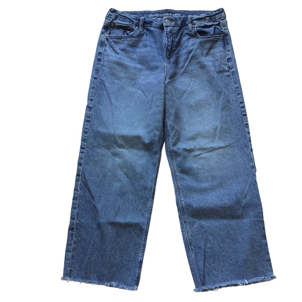 American Eagle Curvy Stovepipe Jeans Women 14 Light Wash Wide Leg Stretch
